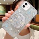 For iPhone 12 Starry Sequin Round Mirror Stand Epoxy TPU Phone Case(Silver) - 1