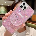 For iPhone 12 Pro Starry Sequin Round Mirror Stand Epoxy TPU Phone Case(Pink) - 1