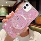 For iPhone 12 mini Starry Sequin Round Mirror Stand Epoxy TPU Phone Case(Pink) - 1