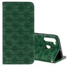 For Samsung Galaxy A21 Lucky Flowers Embossing Pattern Magnetic Horizontal Flip Leather Case with Holder & Card Slots(Dark Green) - 1