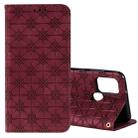 For Samsung Galaxy A21s Lucky Flowers Embossing Pattern Magnetic Horizontal Flip Leather Case with Holder & Card Slots(Wine Red) - 1