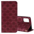 For Samsung Galaxy A41 Lucky Flowers Embossing Pattern Magnetic Horizontal Flip Leather Case with Holder & Card Slots(Wine Red) - 1