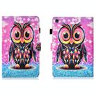 For Samsung Galaxy Tab A9 Coloured Drawing Stitching Flip PU Tablet Case with Sleep / Wake-up Function(Owl) - 1