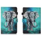 For Samsung Galaxy Tab A9 Coloured Drawing Stitching Flip PU Tablet Case with Sleep / Wake-up Function(Elephant) - 1