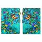 For Samsung Galaxy Tab A9+ Coloured Drawing Stitching Flip PU Tablet Case with Sleep / Wake-up Function(Green Butterfly) - 1