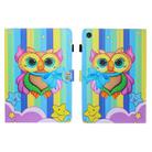 For Samsung Galaxy Tab A9+ Coloured Drawing Stitching Flip PU Tablet Case with Sleep / Wake-up Function(Rainbow Owl) - 1