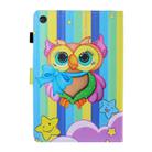 For Samsung Galaxy Tab A9+ Coloured Drawing Stitching Flip PU Tablet Case with Sleep / Wake-up Function(Rainbow Owl) - 3