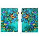 For Samsung Galaxy Tab A9 Coloured Drawing Stitching Flip PU Tablet Case with Sleep / Wake-up Function(Green Butterfly) - 1