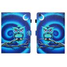 For Samsung Galaxy Tab A9 Coloured Drawing Stitching Flip PU Tablet Case with Sleep / Wake-up Function(Moon Owl) - 1