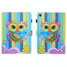 For Samsung Galaxy Tab A9 Coloured Drawing Stitching Flip PU Tablet Case with Sleep / Wake-up Function(Rainbow Owl) - 1