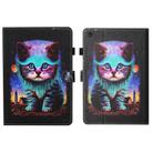 For Samsung Galaxy Tab A9+ Coloured Drawing Stitching Smart Leather Tablet Case with Sleep / Wake-up Function(Night Cat) - 1