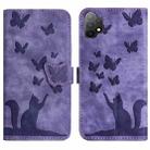 For Samsung Galaxy A13 4G / 5G / A04 Butterfly Cat Embossing Flip Leather Phone Case(Purple) - 1