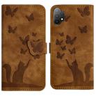 For Samsung Galaxy A13 4G / 5G / A04 Butterfly Cat Embossing Flip Leather Phone Case(Brown) - 1