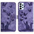 For Samsung Galaxy A33 5G Butterfly Cat Embossing Flip Leather Phone Case(Purple) - 1