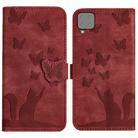 For Samsung Galaxy A42 5G Butterfly Cat Embossing Flip Leather Phone Case(Red) - 1