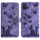 For Samsung Galaxy A51 4G Butterfly Cat Embossing Flip Leather Phone Case(Purple) - 1