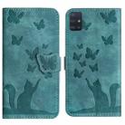 For Samsung Galaxy A51 4G Butterfly Cat Embossing Flip Leather Phone Case(Wathet) - 1