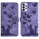 For Samsung Galaxy A53 5G Butterfly Cat Embossing Flip Leather Phone Case(Purple) - 1