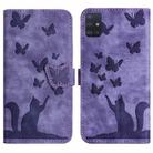 For Samsung Galaxy A71 4G Butterfly Cat Embossing Flip Leather Phone Case(Purple) - 1