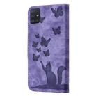 For Samsung Galaxy A71 4G Butterfly Cat Embossing Flip Leather Phone Case(Purple) - 3