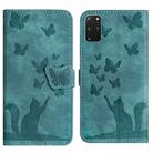 For Samsung Galaxy S20+ Butterfly Cat Embossing Flip Leather Phone Case(Wathet) - 1