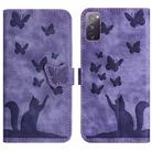 For Samsung Galaxy S20 FE Butterfly Cat Embossing Flip Leather Phone Case(Purple) - 1