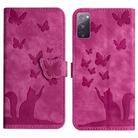 For Samsung Galaxy S20 FE Butterfly Cat Embossing Flip Leather Phone Case(Pink) - 1