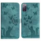 For Samsung Galaxy S20 FE Butterfly Cat Embossing Flip Leather Phone Case(Wathet) - 1