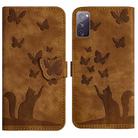 For Samsung Galaxy S20 FE Butterfly Cat Embossing Flip Leather Phone Case(Brown) - 1