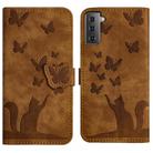 For Samsung Galaxy S21 5G Butterfly Cat Embossing Flip Leather Phone Case(Brown) - 1