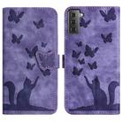 For Samsung Galaxy S21+ 5G Butterfly Cat Embossing Flip Leather Phone Case(Purple) - 1