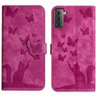 For Samsung Galaxy S21+ 5G Butterfly Cat Embossing Flip Leather Phone Case(Pink) - 1