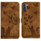 For Samsung Galaxy S21+ 5G Butterfly Cat Embossing Flip Leather Phone Case(Brown) - 1