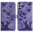For Samsung Galaxy S23 5G Butterfly Cat Embossing Flip Leather Phone Case(Purple) - 1