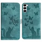 For Samsung Galaxy S23 5G Butterfly Cat Embossing Flip Leather Phone Case(Wathet) - 1