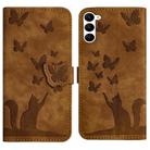 For Samsung Galaxy S23 5G Butterfly Cat Embossing Flip Leather Phone Case(Brown) - 1