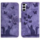 For Samsung Galaxy S23+ 5G Butterfly Cat Embossing Flip Leather Phone Case(Purple) - 1