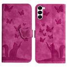 For Samsung Galaxy S23+ 5G Butterfly Cat Embossing Flip Leather Phone Case(Pink) - 1