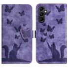 For Samsung Galaxy S23 FE 5G Butterfly Cat Embossing Flip Leather Phone Case(Purple) - 1