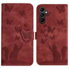 For Samsung Galaxy S23 FE 5G Butterfly Cat Embossing Flip Leather Phone Case(Red) - 1