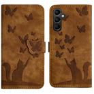 For Samsung Galaxy S23 FE 5G Butterfly Cat Embossing Flip Leather Phone Case(Brown) - 1