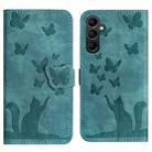 For Samsung Galaxy A55 Butterfly Cat Embossing Flip Leather Phone Case(Wathet) - 1