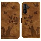 For Samsung Galaxy A55 Butterfly Cat Embossing Flip Leather Phone Case(Brown) - 1