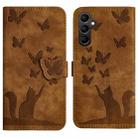 For Samsung Galaxy S24 5G Butterfly Cat Embossing Flip Leather Phone Case(Brown) - 1