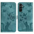 For Samsung Galaxy A24 4G Butterfly Cat Embossing Flip Leather Phone Case(Wathet) - 1