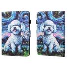 For Samsung Galaxy Tab A9+ Coloured Drawing Stitching Flip PU Tablet Case with Sleep / Wake-up Function(Oil Painting Dog) - 1