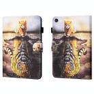 For Samsung Galaxy Tab A9+ Coloured Drawing Stitching Flip PU Tablet Case with Sleep / Wake-up Function(Cat and Tiger) - 1