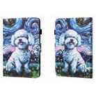 For Samsung Galaxy Tab A9 Coloured Drawing Stitching Flip PU Tablet Case with Sleep / Wake-up Function(Oil Painting Dog) - 1