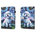 For Samsung Galaxy Tab A9 Coloured Drawing Stitching Flip PU Tablet Case with Sleep / Wake-up Function(Oil Painting Dog) - 1