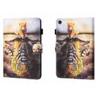 For Samsung Galaxy Tab A9 Coloured Drawing Stitching Flip PU Tablet Case with Sleep / Wake-up Function(Cat and Tiger) - 1